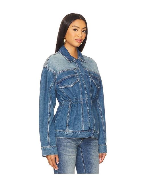 GOOD AMERICAN Blue Barrel Sleeve Denim Jacket