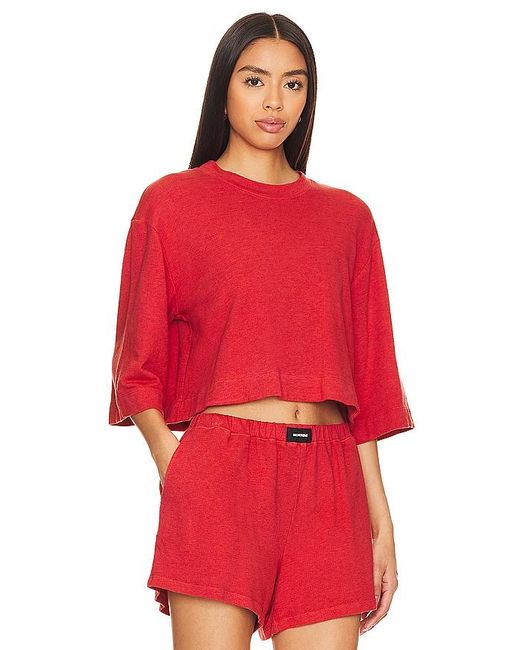 Monrow Red French Terry Oversized Tee