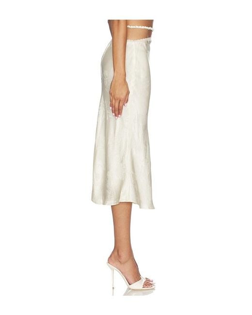 For Love & Lemons White Adrift Satin Midi Skirt