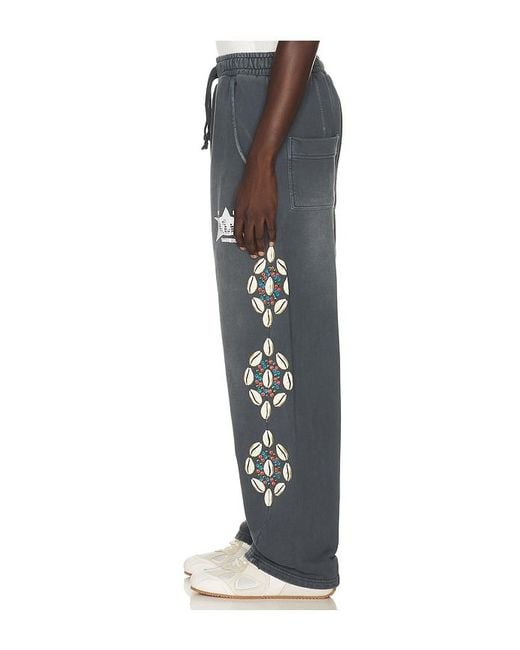 Barriers Worldwide Black Cowrie Shell Sweatpants for men