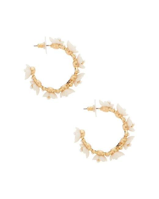 BaubleBar Metallic Bridal Floral Hoop Earrings