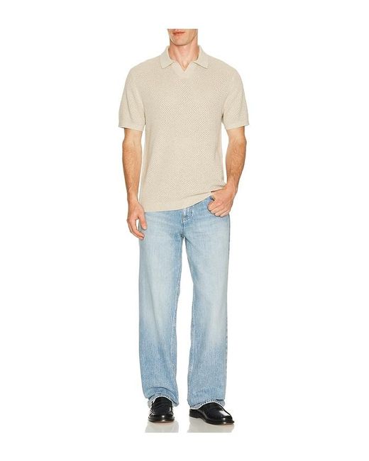 Reigning Champ Blue Cotton Linen Victor Polo for men