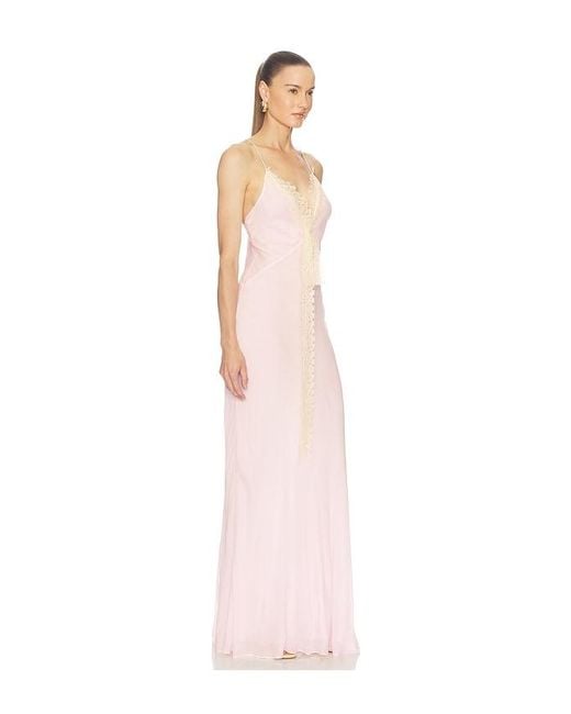 Helsa White Sheer Georgette Gown With Lace