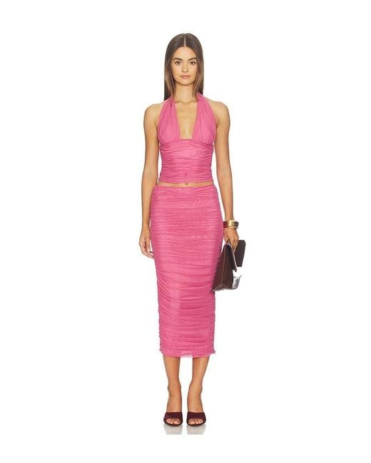 SER.O.YA Pink Bimini Mesh Halter Top