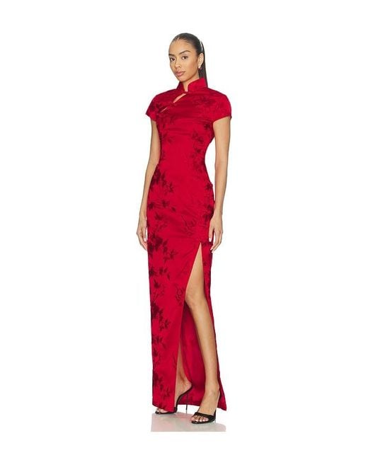 SAU LEE Isabella Embroidered Gown