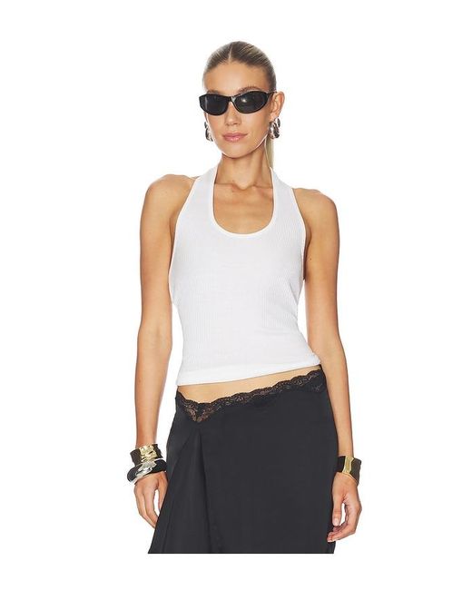 Helmut Lang White Halter Strap Tank Top