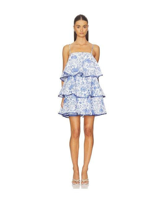 Elliatt Blue Elin Strapless Frilled Mini Dress