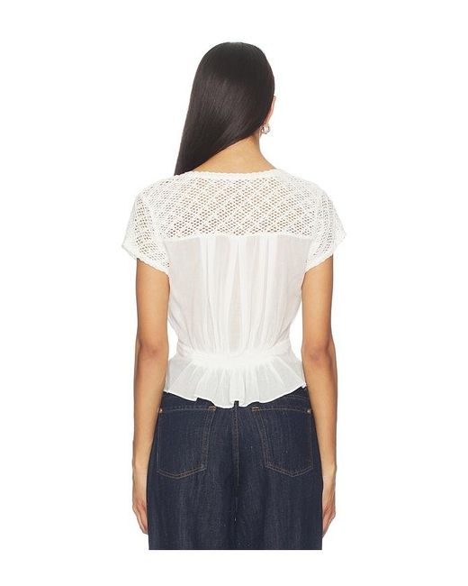 Free People Blue Glimmer Embroidered Top
