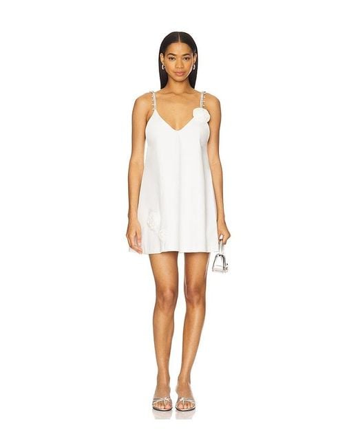 Area White Crystal Rosette Poplin Mini Dress