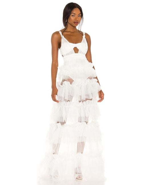 For Love & Lemons X Revolve Tiered Gown in White | Lyst