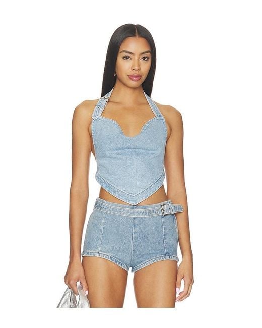 retroféte Blue Amelisse Denim Top
