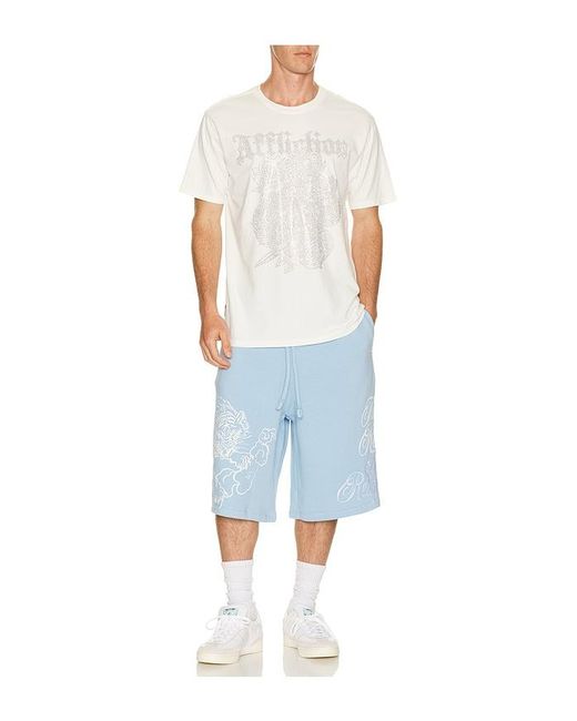 True Religion Blue Tiger Script Mikey Fleece Shorts for men