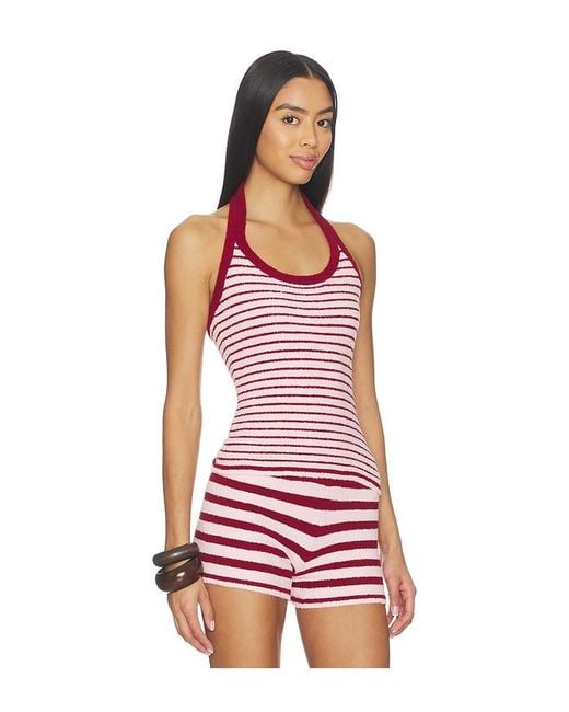 De Rococo Red Boucle Halter Neck Top