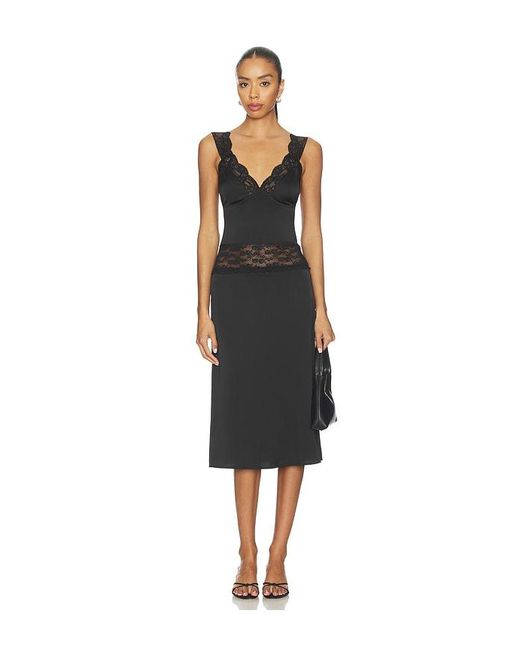 MORE TO COME Black Georgianna Lace Midi Dress