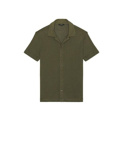 Vince Green Pointelle Short Sleeve Button Down Shirt for men