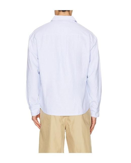 BOUND White Half Button Script Oxford Shirt for men