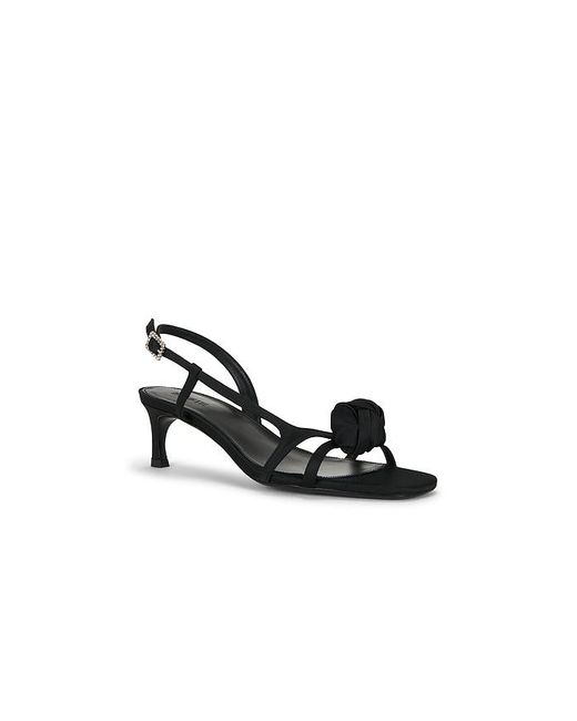ROTATE BIRGER CHRISTENSEN Black Mid Heel Knot Satin Strappy Sandal