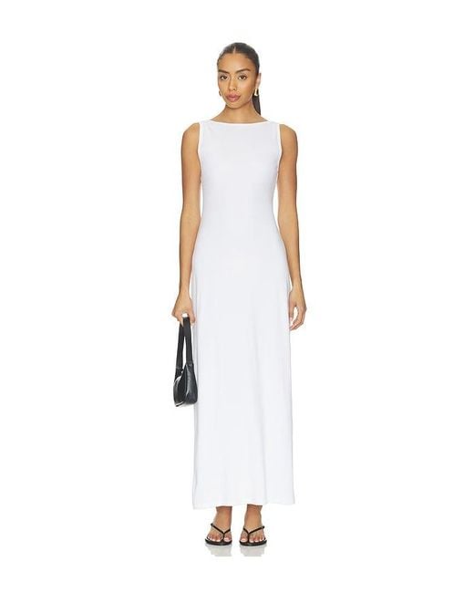 Leset White Nando Boatneck Maxi Dress
