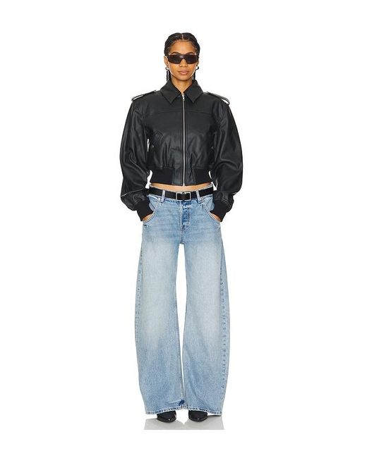 Lovers + Friends Black Dylan Faux Leather Bomber Jacket