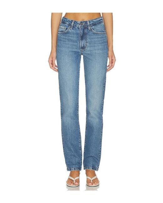 FAVORITE DAUGHTER Blue The Jen Mid Rise Slim Straight Jean