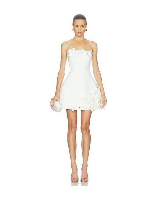 Bronx and Banco White Estelle Floral Strapless Mini Dress