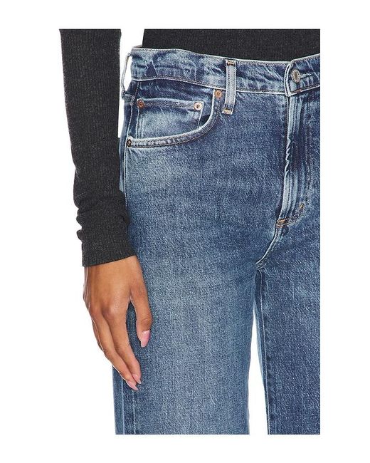 Agolde Blue Harper Mid Rise Relaxed Straight Jeans