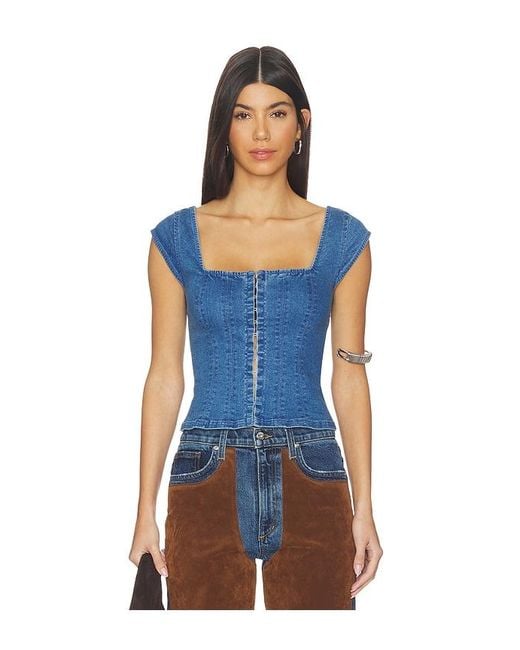 Free People Blue Marilyn Denim Corset