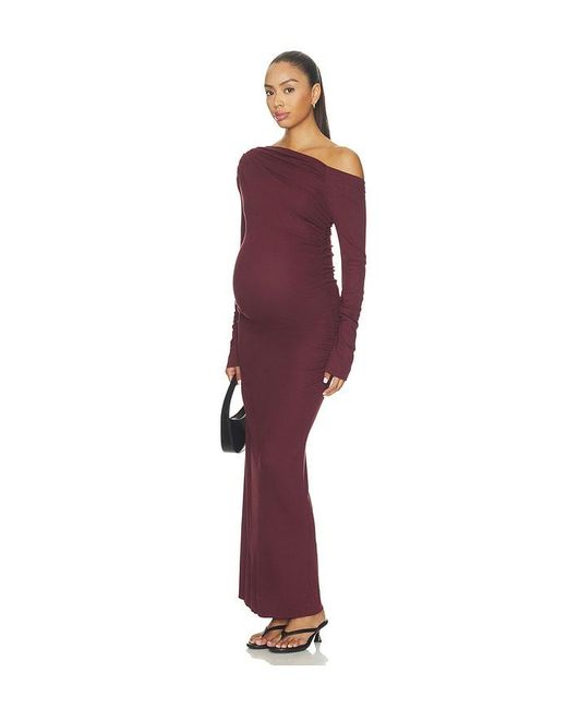 BUMPSUIT Red Soft Rib Draped Maxi Dress