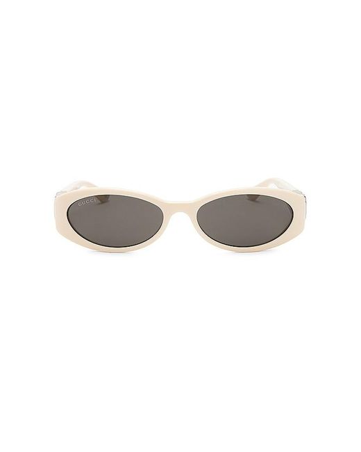 Gucci White Hailey Oval Sunglasses