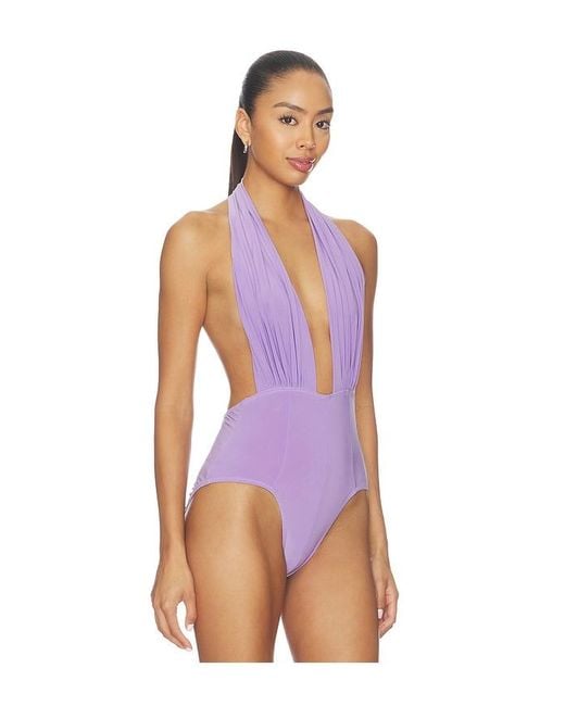Norma Kamali Purple Wonderwoman Halter Mio