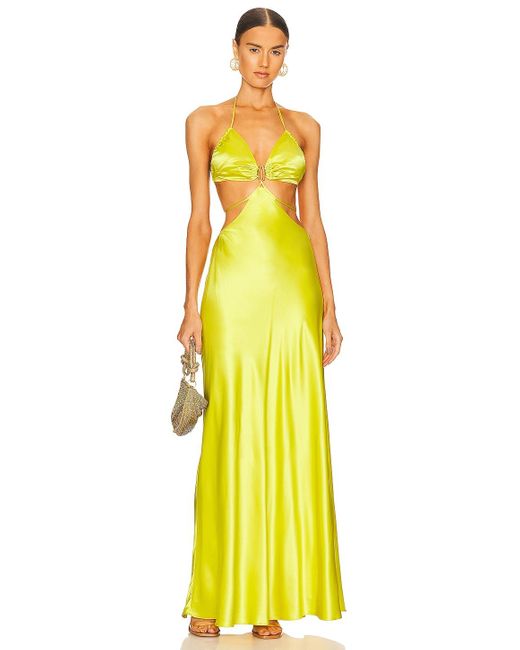 Cult Gaia Satin Colette Gown in Yellow | Lyst
