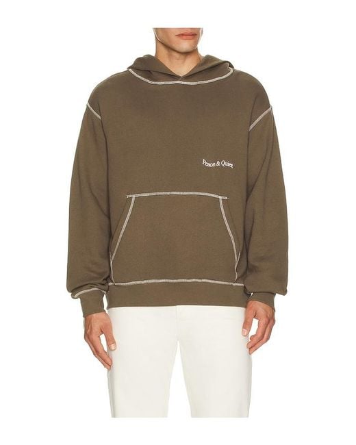 Museum of Peace & Quiet Brown Wordmark Reverse Stitched Hoodie for men