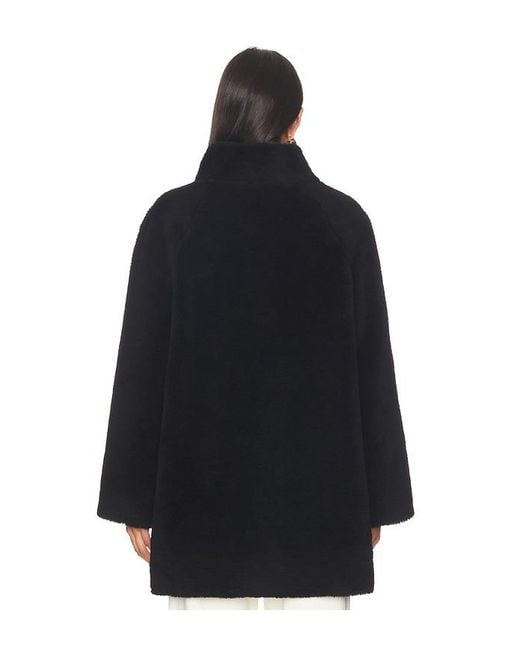 AEXAE Black Shearling High Neck Mid Length Jacket