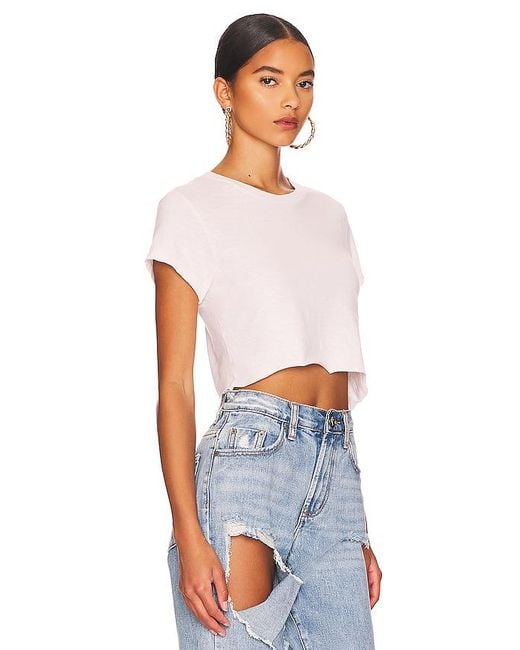 Re/done White X Hanes Cropped 60's Slim Tee