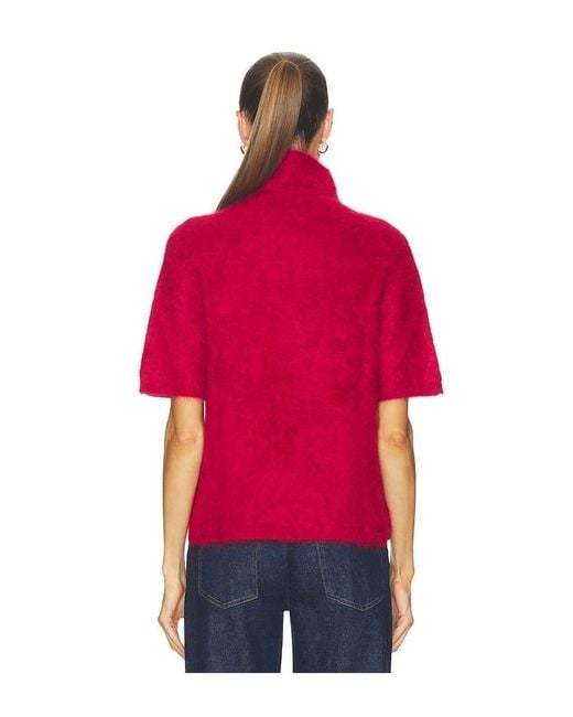Soft Goat Red Brushed Short Sleeve Turtleneck