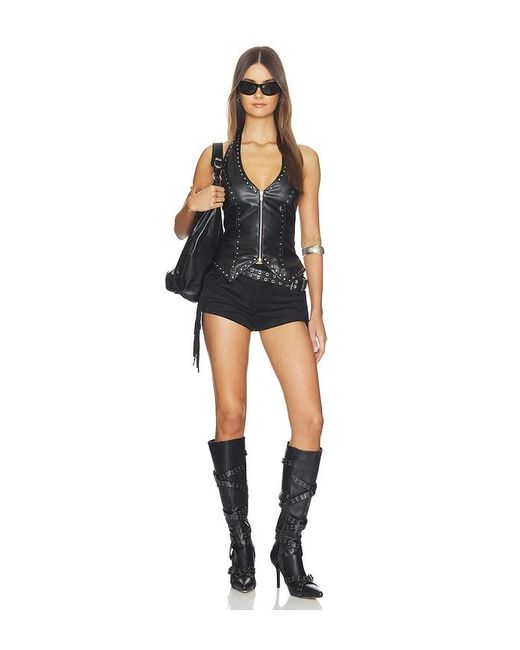MORE TO COME Black Libertee Fringe Faux Suede Short