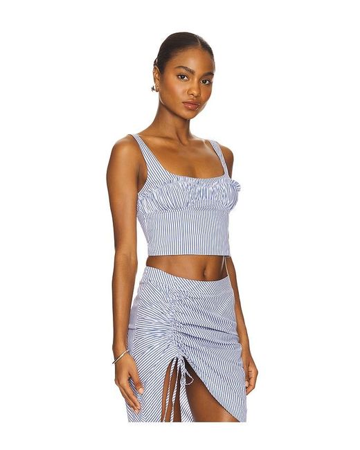 Fleur du Mal Blue Bustier-Oberteil Aus Popeline