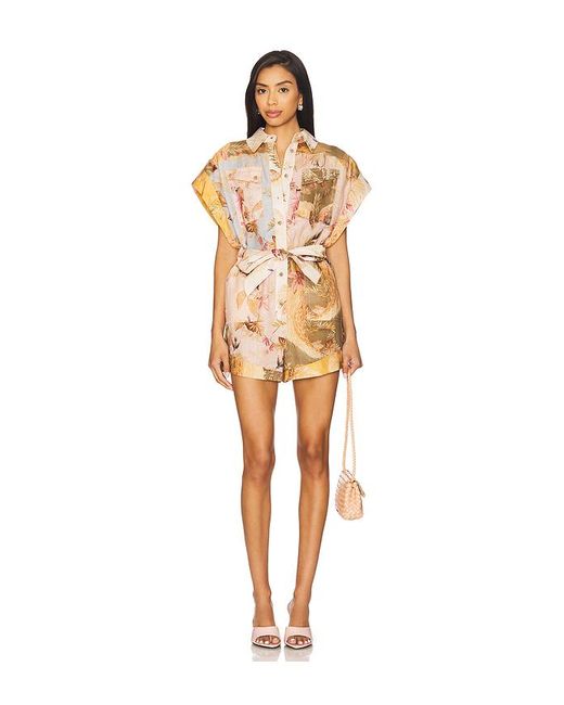 Zimmermann Natural Ascension Cuffed Playsuit
