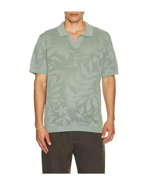 Vintage Summer Green Sweater Knit Polo for men