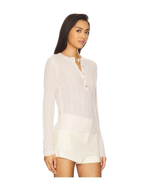 Top Henley De Punto Gofre En Color Crema Talla En Vince de color White