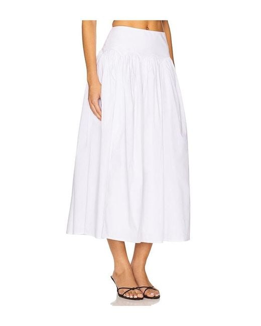 LPA White Brigette Midi Skirt