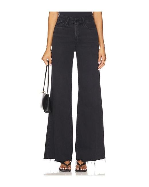 GOOD AMERICAN Black Soft Tech Good Waist Palazzo