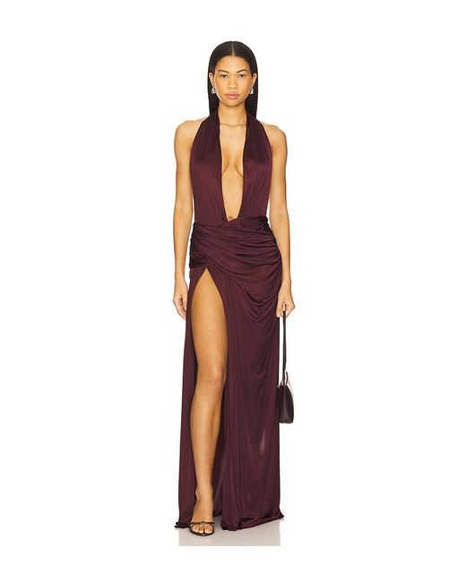 Courtney Zheng Red Selene Plunge Jersey Gown