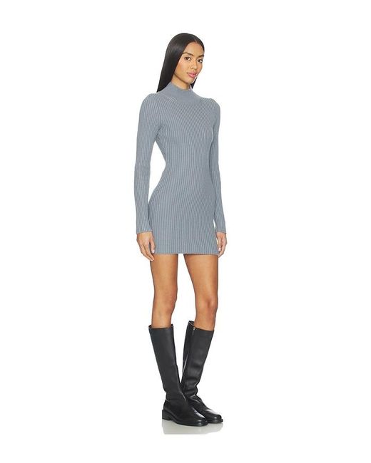 Lovers + Friends Blue Noha Mock Neck Mini Dress