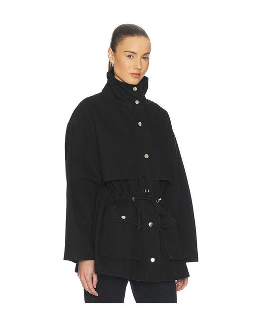 Helsa Black Garment Washed Utility Jacket