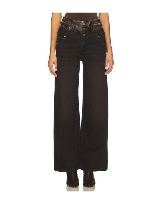 Jonathan Simkhai Women's Black Kove Double Waistband Wide Leg