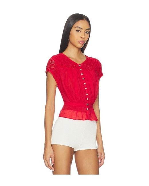 Free People Glimmer Embroidered Top