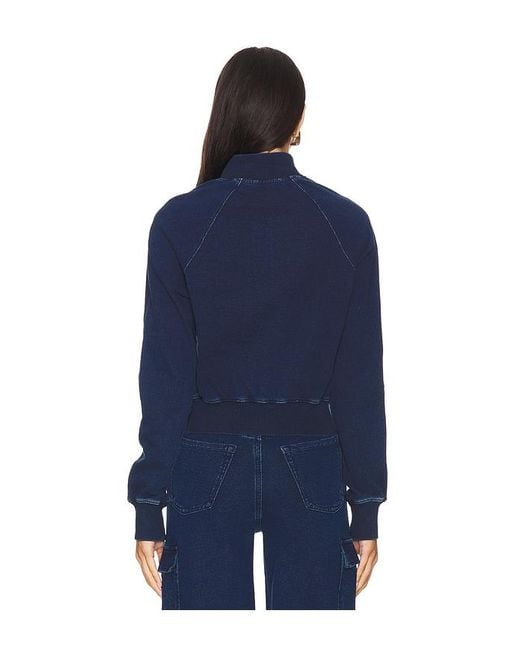 GOOD AMERICAN Blue Jeanius Mock Zip Pullover