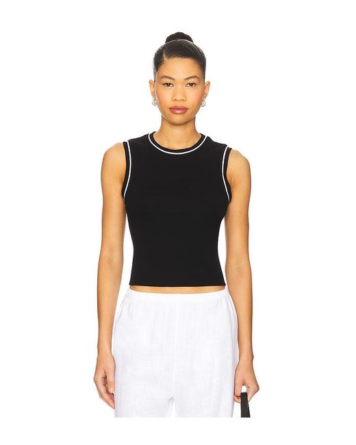 DONNI. Baby Rib Contrast Tank Top Black