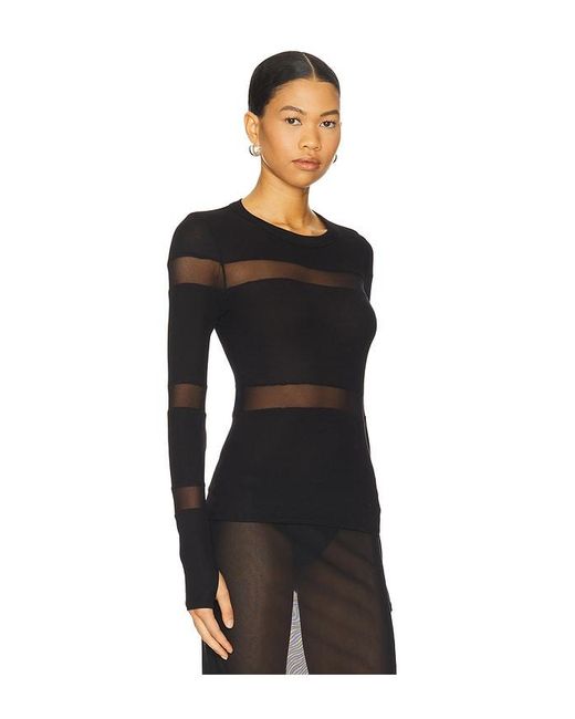 Michael Lauren Black Vex Long Sleeve Fitted Top